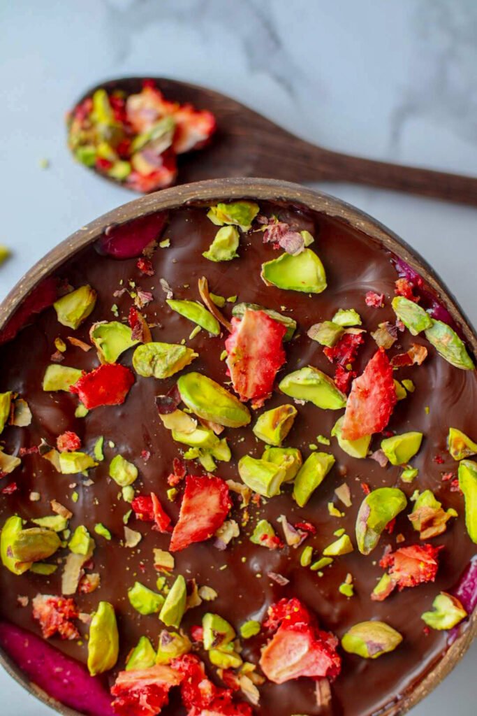 Dragon Fruit Chocolate Magic Shell Smoothie Bowl