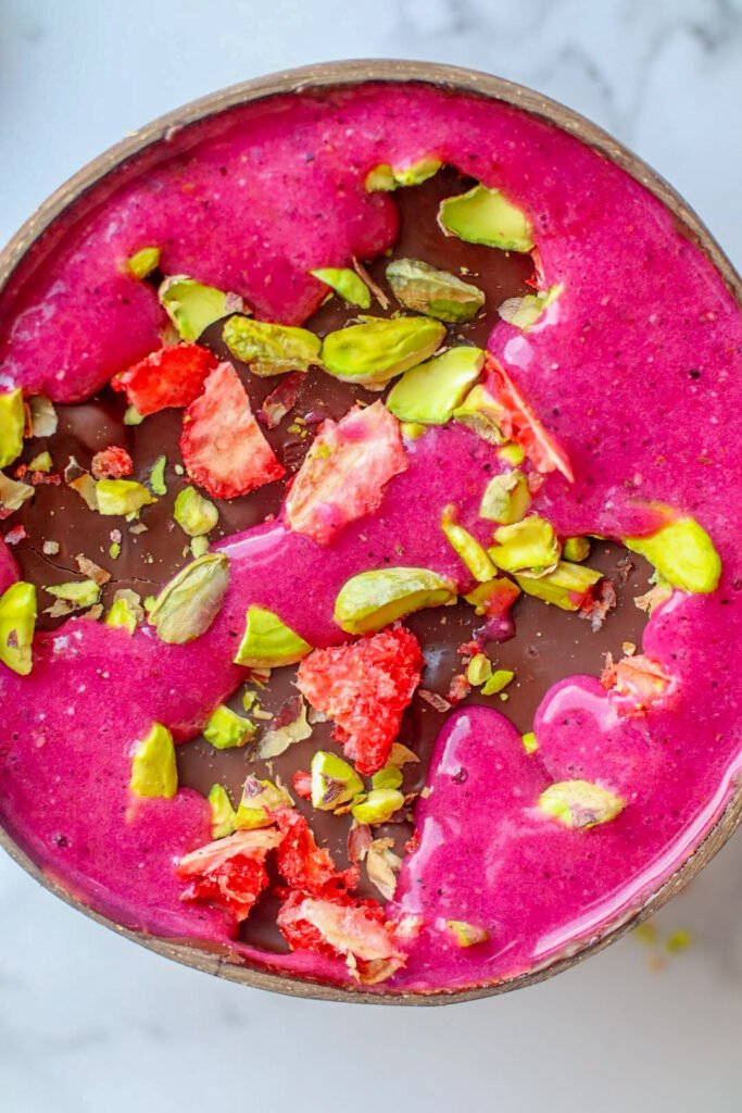 Dragon Fruit Chocolate Magic Shell Smoothie Bowl